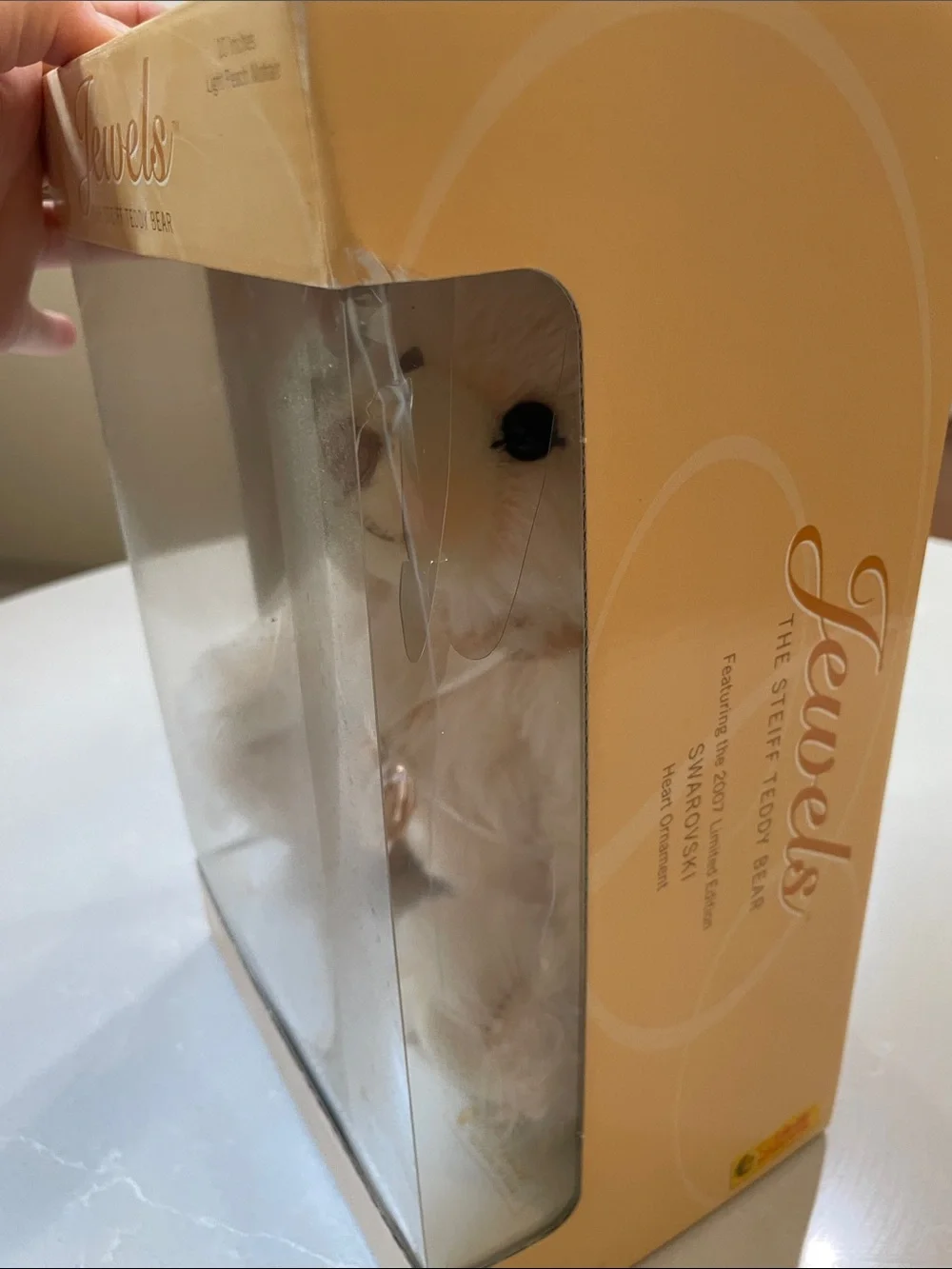 Jewels Light Peach Steiff Teddy Bear with Swarovski Heart Ornament 2007